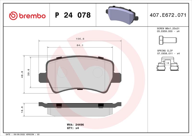set placute frana,frana disc - BREMBO