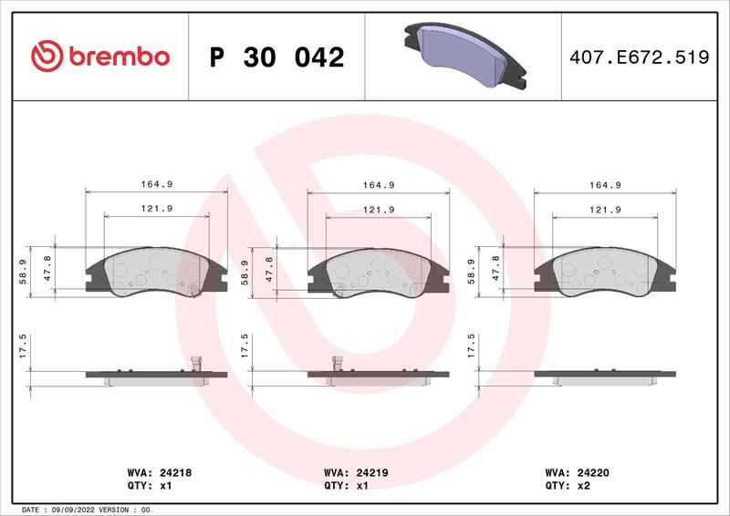 set placute frana,frana disc - BREMBO