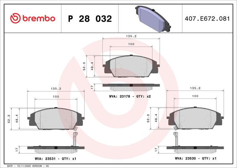 set placute frana,frana disc - BREMBO