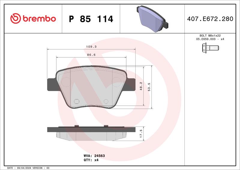 set placute frana,frana disc - BREMBO