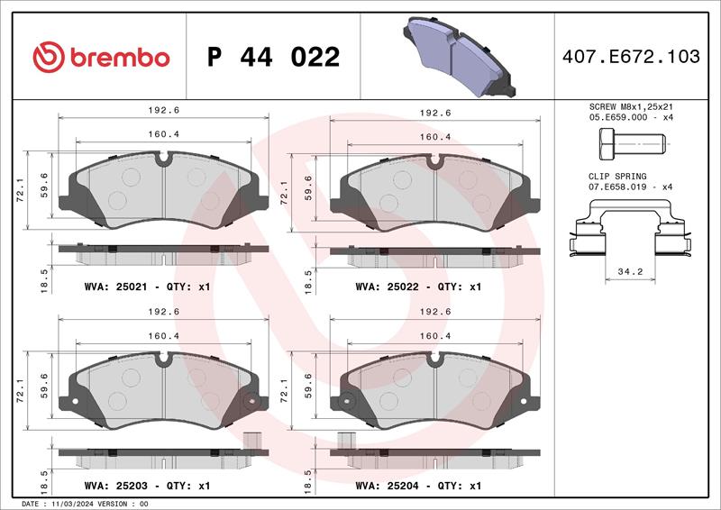 set placute frana,frana disc - BREMBO