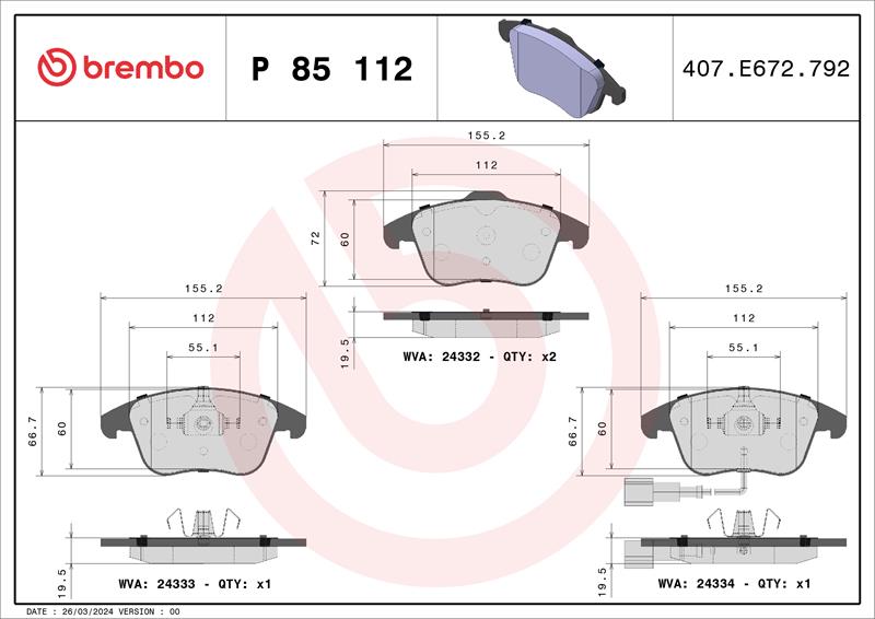 set placute frana,frana disc - BREMBO