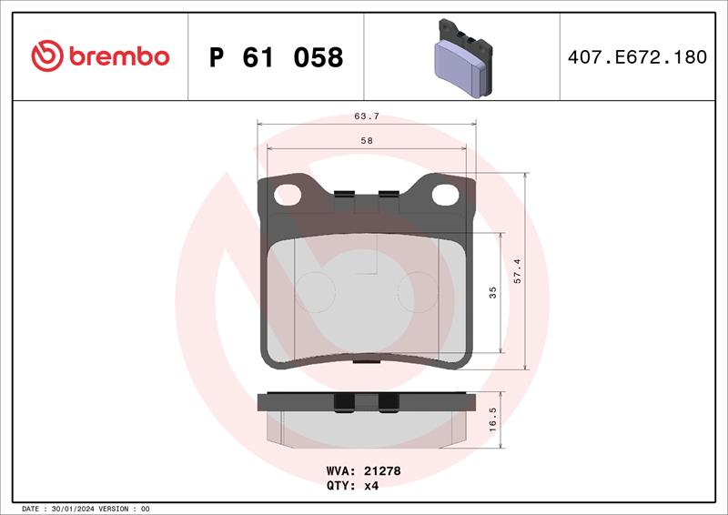 set placute frana,frana disc - BREMBO