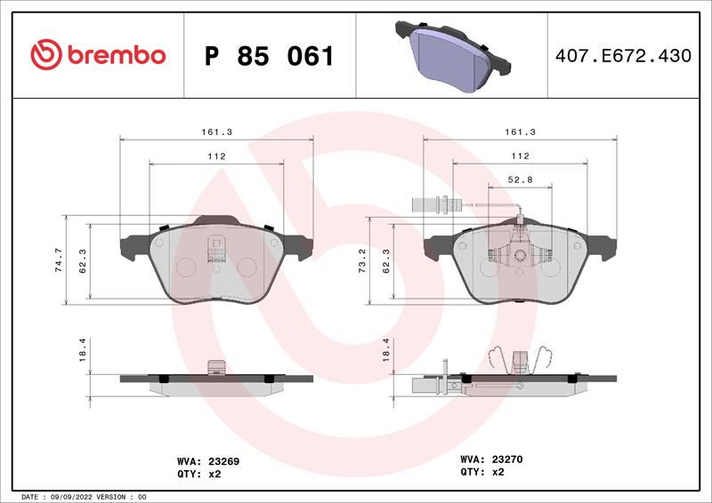 set placute frana,frana disc - BREMBO