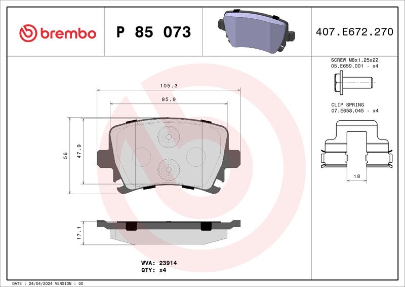 set placute frana,frana disc - BREMBO