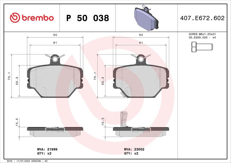 set placute frana,frana disc - BREMBO