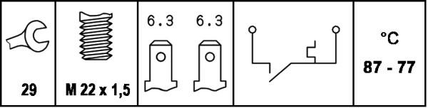 Comutator temperatura, ventilator radiator - HELLA