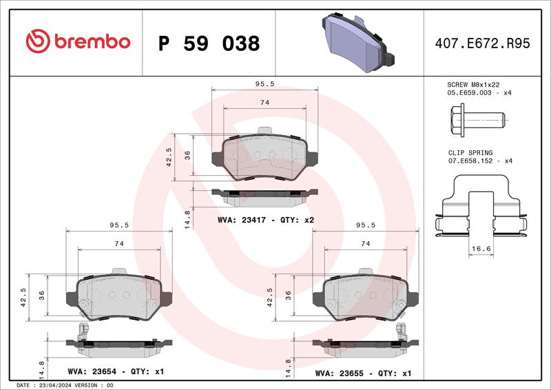 set placute frana,frana disc - BREMBO