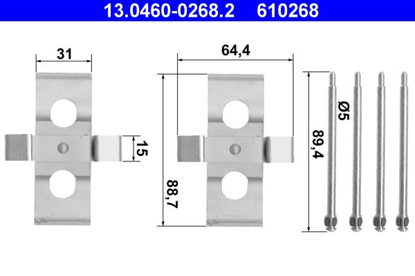 Set accesorii, placute frana - ATE