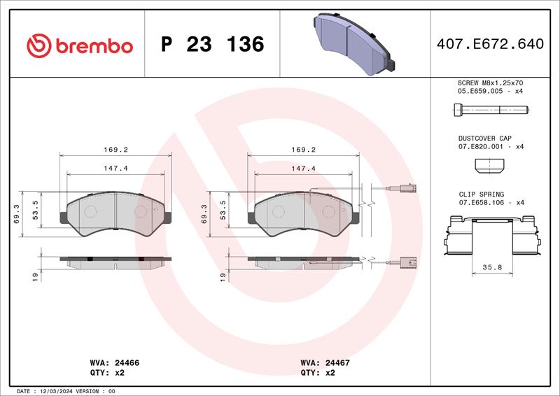 set placute frana,frana disc - BREMBO