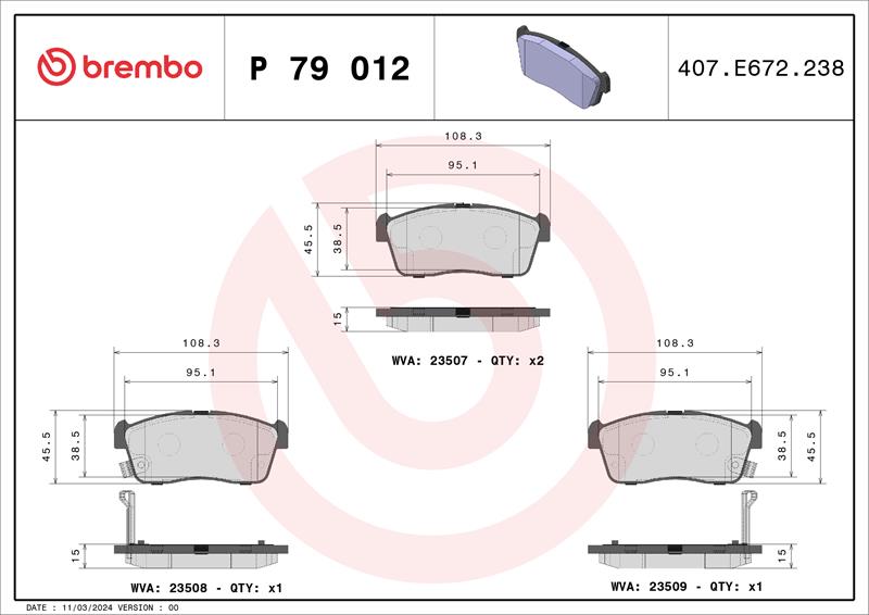 set placute frana,frana disc - BREMBO