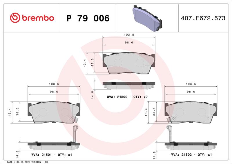 set placute frana,frana disc - BREMBO