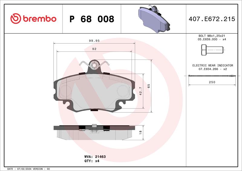 set placute frana,frana disc - BREMBO