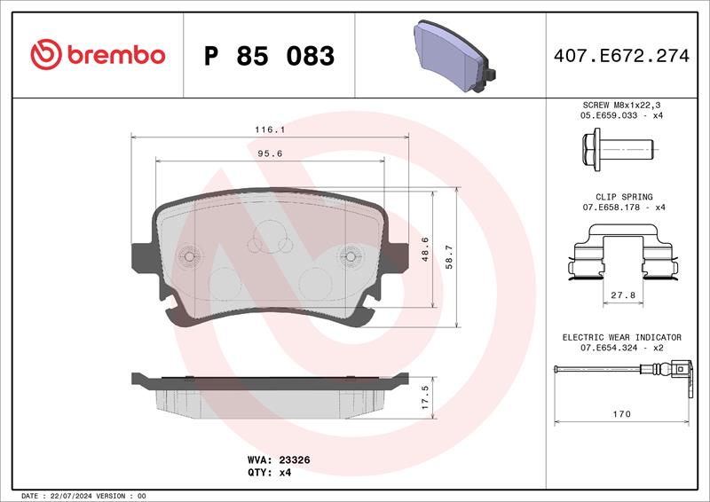 set placute frana,frana disc - BREMBO