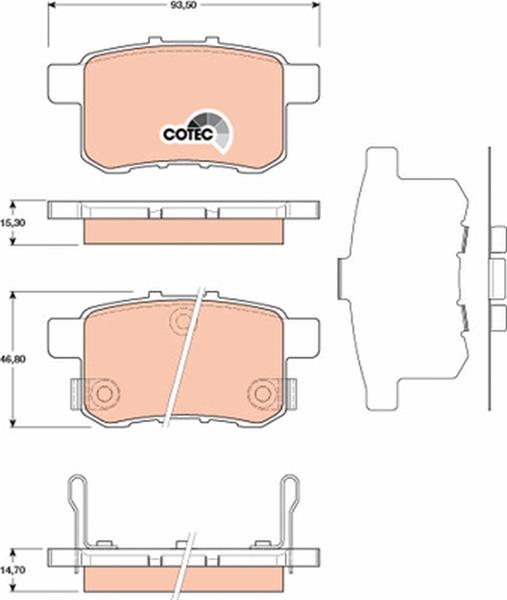 set placute frana,frana disc - TRW