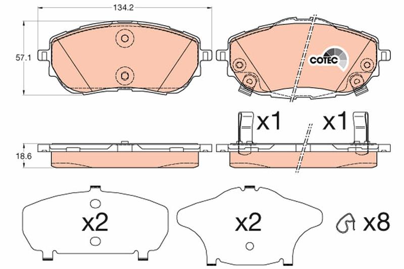 set placute frana,frana disc - TRW