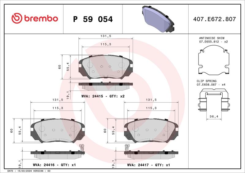 set placute frana,frana disc - BREMBO