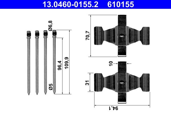 Set accesorii, placute frana - ATE