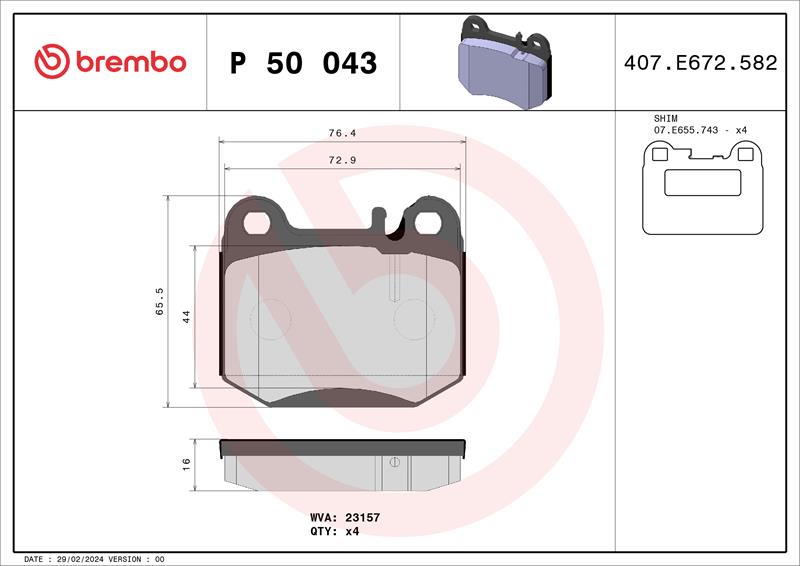 set placute frana,frana disc - BREMBO