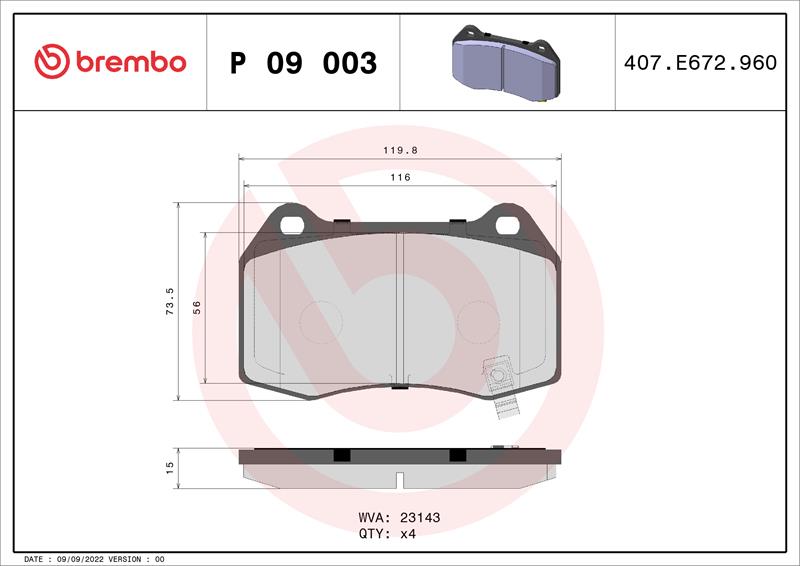 set placute frana,frana disc - BREMBO