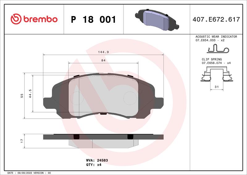 set placute frana,frana disc - BREMBO