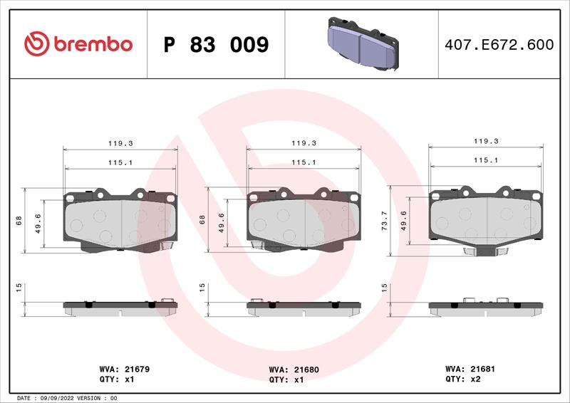 set placute frana,frana disc - BREMBO