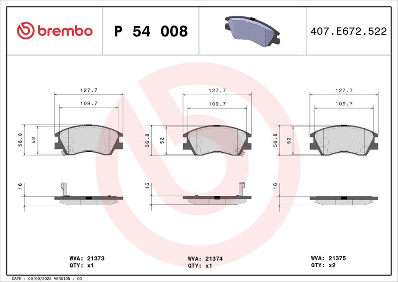 set placute frana,frana disc - BREMBO