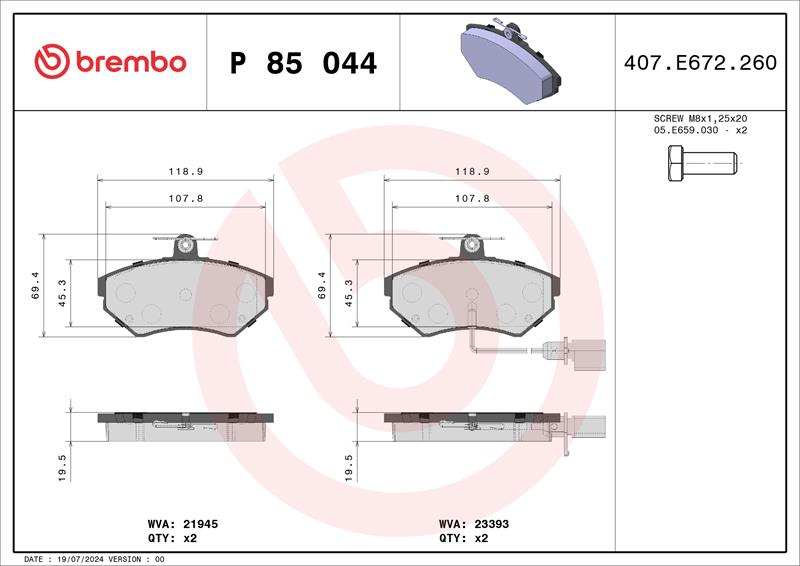 set placute frana,frana disc - BREMBO