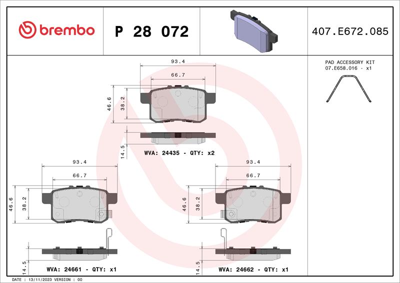 set placute frana,frana disc - BREMBO