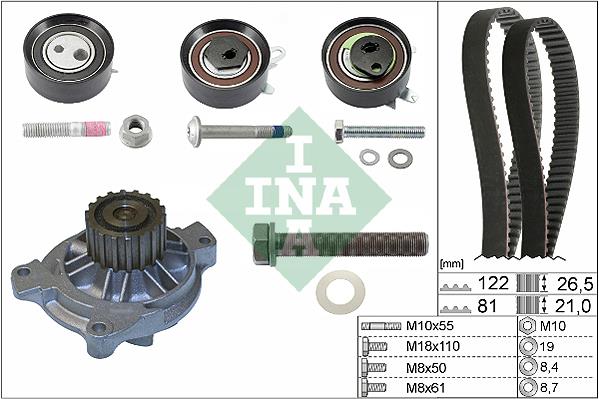 Set pompa apa + curea dintata - INA