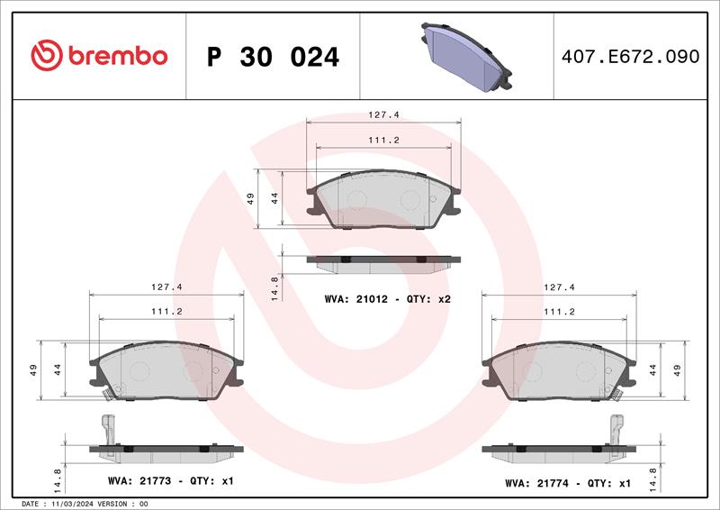 set placute frana,frana disc - BREMBO