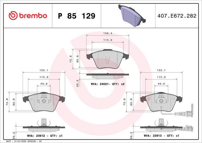 set placute frana,frana disc - BREMBO
