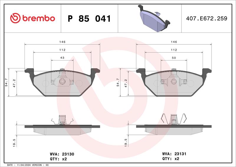 set placute frana,frana disc - BREMBO