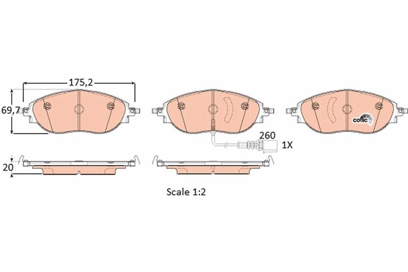 set placute frana,frana disc - TRW