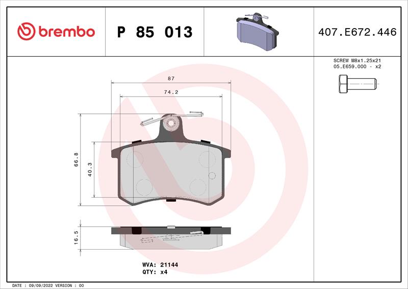 set placute frana,frana disc - BREMBO