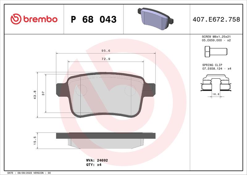 set placute frana,frana disc - BREMBO