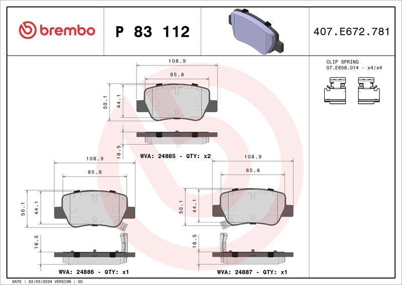 set placute frana,frana disc - BREMBO