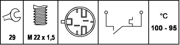 Comutator temperatura, ventilator radiator - HELLA