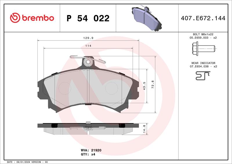set placute frana,frana disc - BREMBO