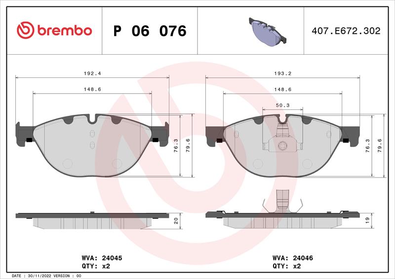 set placute frana,frana disc - BREMBO