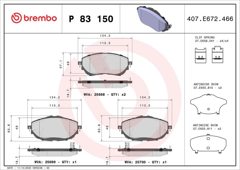 set placute frana,frana disc - BREMBO