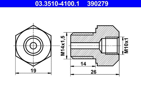 Adaptor, conducte frana - ATE