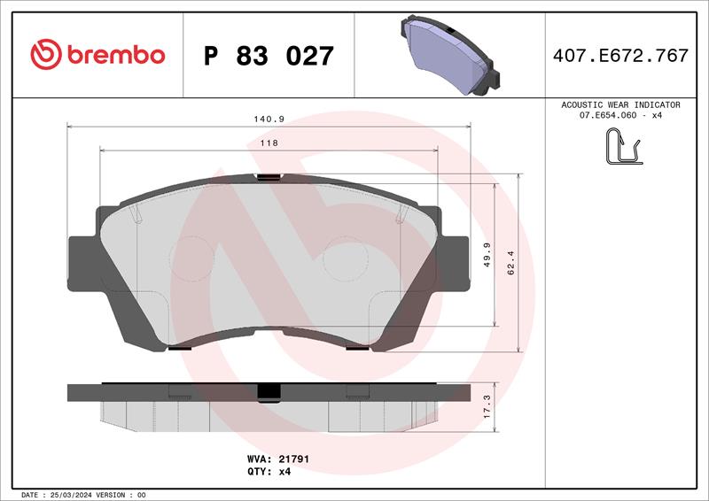 set placute frana,frana disc - BREMBO