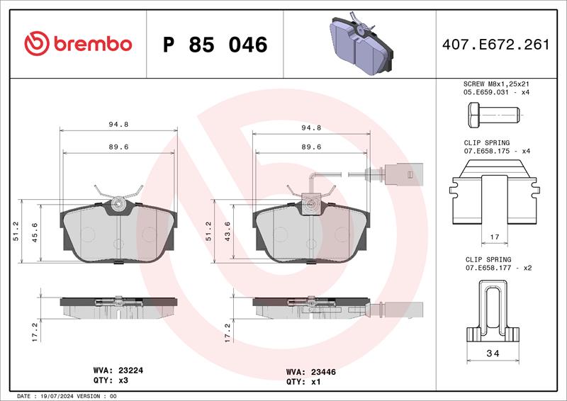 set placute frana,frana disc - BREMBO