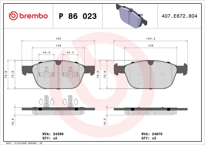 set placute frana,frana disc - BREMBO