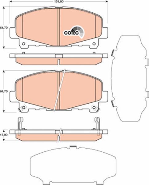 set placute frana,frana disc - TRW