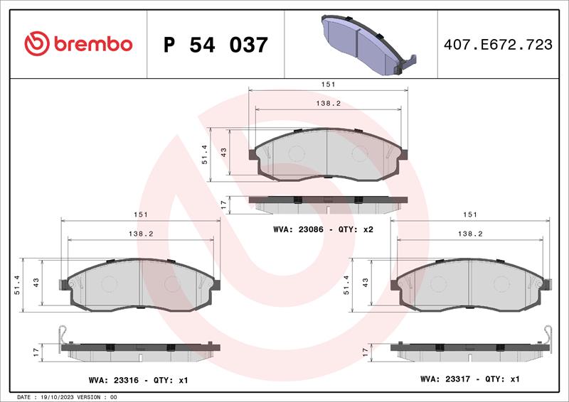 set placute frana,frana disc - BREMBO