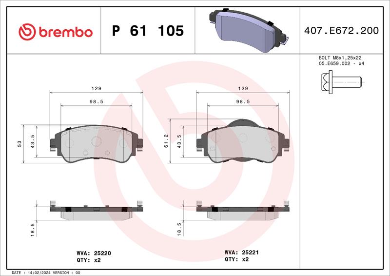 set placute frana,frana disc - BREMBO