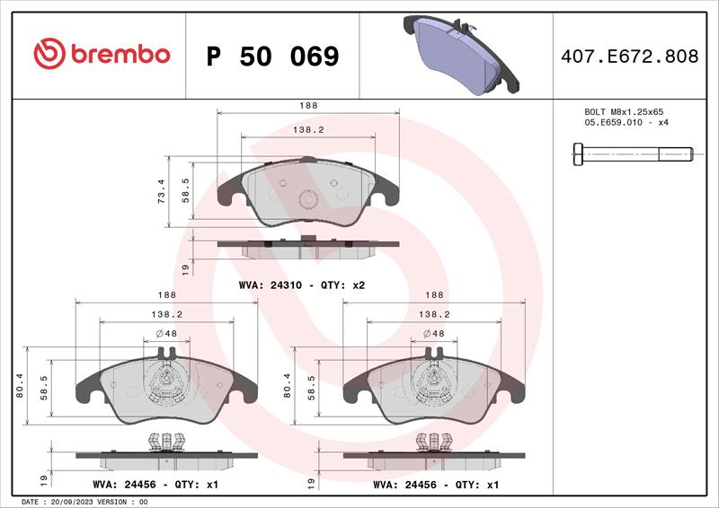 set placute frana,frana disc - BREMBO