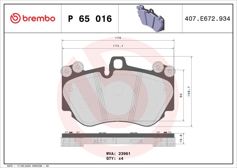 set placute frana,frana disc - BREMBO